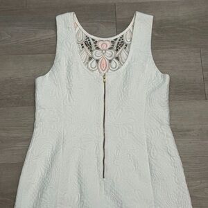 Lilly Pulitzer Logan Embroidered White Floral Shift Dress Women’s Size 10